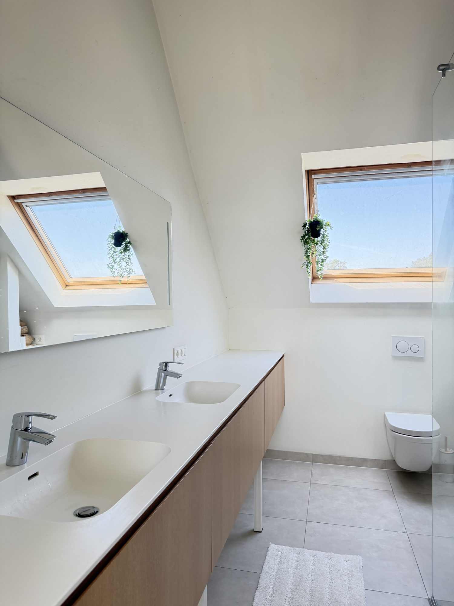 Badkamer met dubbele lavabo